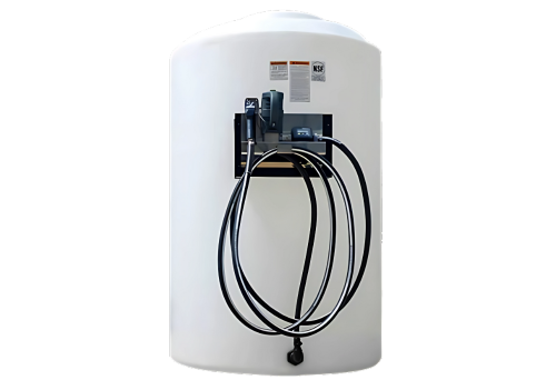 500 to 5000-gallon DEF storage tank equipped with a dispensing system for bulk diesel exhaust fluid supply.
