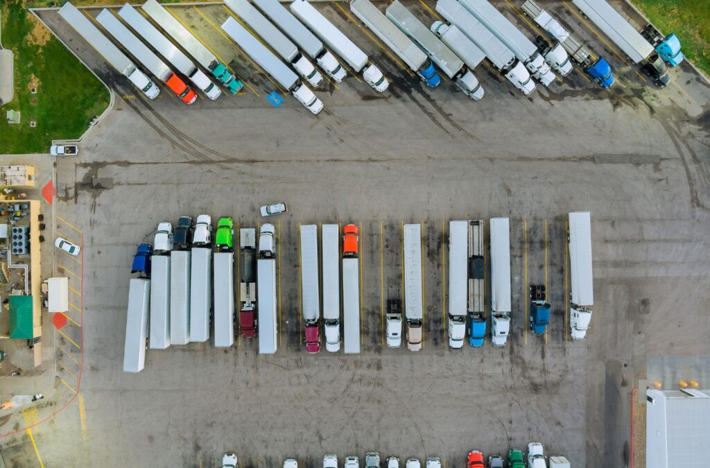 Exhaustfluid DEF delivery trucks parked at a large Anne Arundel County, MD site, showing reliability. DEF Delivery Near Me.