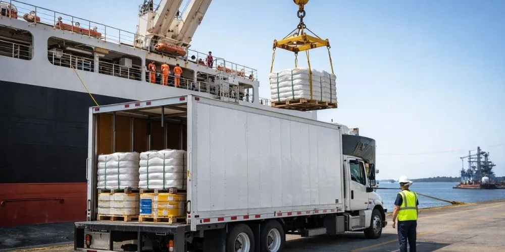 Onsite DEF delivery truck supplying Diesel Exhaust Fluid to commercial vehicles in Galveston, TX. DEF Delivery near me