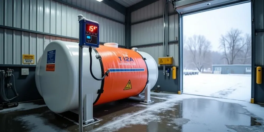ExhaustFluid technician checking a wireless monitor on a bulk DEF tank in Galveston, TX. DEF Tank Monetering Near me
